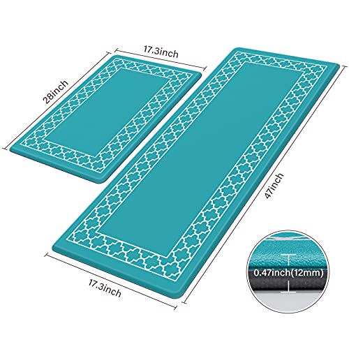 LuxStep Kitchen Mat Set of 2 Anti Fatigue Mat, Non Slip Kitchen Rugs and Mats Waterproof Memory Foam Kitchen Rug, Standing Desk Mat Floor Mats for House,Sink,Office,Kitchen(Green)