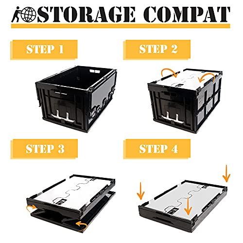 Storage Compat Storage Bin, Nettuno 4323-B06, Plastic Stacking Container, Lidded Storage Bin, Hardware and Tool Storage, Collapsible Bin, Black, 15.75x11.81x8.66 Inches, Medium Size, Individual Pack