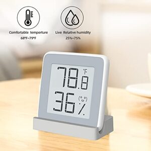 Smart Guesser Digital Hygrometer Indoor Thermometer, Thermometer for Home HD E-Ink Screen Room Temperature Humidity Meter High Acurracy Temperature Sensor Humidity Gauge, Gray & White, (MHO-C202)