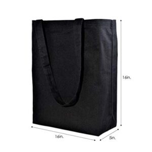 Canvas Tote Bags - 2 Pack Black Cotton Shopping Bags with Shoulder Length Handles, Small Reusable Natural Organic Muslin Fabric Cloth, Blanks For Sublimation, Stores, Business, Crafts, Gifts - 16x16x5