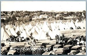 american indian camp wigwams cars roundup pendleton or vintage real photo rppc