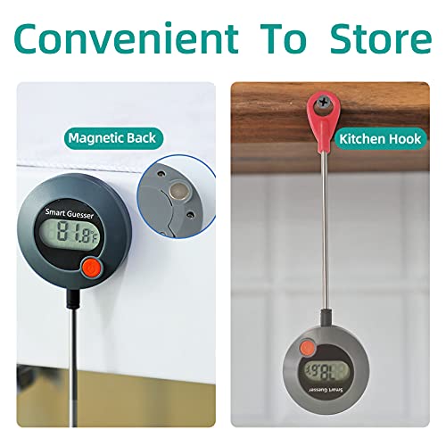 Smart Guesser Digital Meat Thermometer Kitchen Cooking-Instant Read Food Thermometer for Meat, Deep Frying, Baking,Grilling BBQ Round Shape -Gray