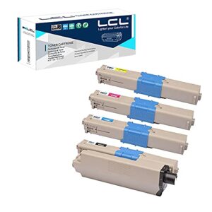 lcl compatible toner cartridge replacement for oki c332dn c332 mc363 mc363dn 46508704 46508703 46508702 46508701 (bk cyan magenta yellow 4-pack)