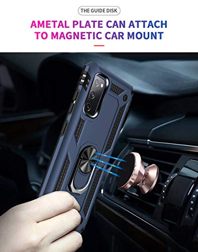 SKTGSLAMY Samsung Galaxy S20 FE Case,Galaxy S20 FE 5G Case,with Screen Protector,[Military Grade] 16ft. Drop Tested Cover with Magnetic Kickstand Car Mount Protective Case for Samsung S20 FE, Blue