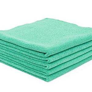 The Rag Company - The Pearl - Professional Microfiber Detailing Towel for Ceramic Coating Leveling and Sealant Removal, Safe and Scratch-Free with No Tags, 320GSM, 16in x 16in, Green (12-Pack)