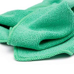 The Rag Company - The Pearl - Professional Microfiber Detailing Towel for Ceramic Coating Leveling and Sealant Removal, Safe and Scratch-Free with No Tags, 320GSM, 16in x 16in, Green (12-Pack)