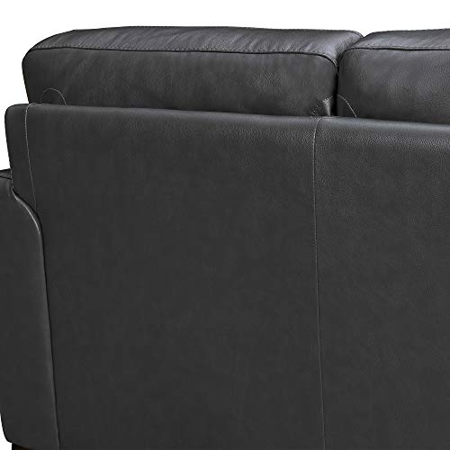 Armen Living Bergen 87" Leather Square Arm Sofa, Pewter