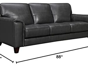 Armen Living Bergen 87" Leather Square Arm Sofa, Pewter