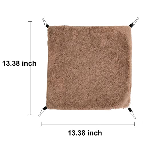 Petmolico Small Pet Hanging Triple-Layer Warm Hammock Bed Cage Accessories Bedding Hideout Playing Sleeping for Parrot Sugar Glider Ferret Squirrel Hamster Rat, Brown Feather