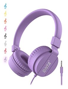 onta kids headphones for boys girls - child student headset wired plug toddler earphones school teen on ear for ipad | computer | smart phone | amazon fire tablet | laptop | plane travel | game purple