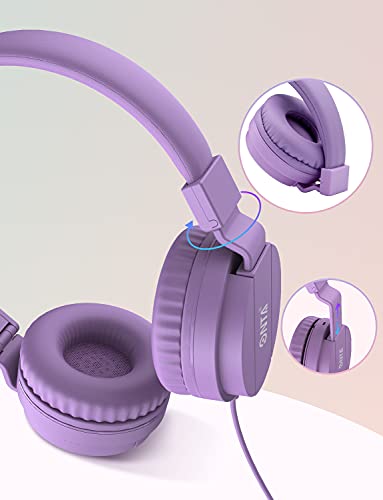 ONTA Kids Headphones for Boys Girls - Child Student Headset Wired plug Toddler Earphones School Teen on Ear for Ipad | Computer | Smart phone | Amazon Fire Tablet | Laptop | Plane Travel | Game purple