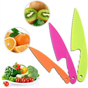 11PCS Kids Plastic Knife Set,Kids Safe Knife Set with 2 Pair Cut Resistant Gloves (Ages 6-12) & Cutting Board,Kids Cooking Tool BPA-Free ,Salad (Pink)