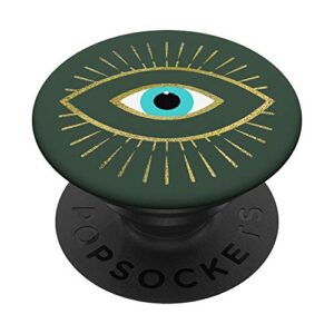 yellow evil eye forrest green popsockets swappable popgrip