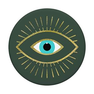 Yellow Evil Eye Forrest Green PopSockets Swappable PopGrip