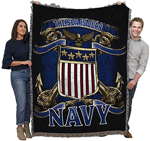 Pure Country Weavers PCW - US Navy - The Sea is Ours 3 Blanket - Gift Military Tapestry Throw Woven from Cotton - Made in The USA (72x54)