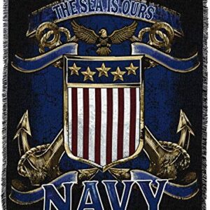 Pure Country Weavers PCW - US Navy - The Sea is Ours 3 Blanket - Gift Military Tapestry Throw Woven from Cotton - Made in The USA (72x54)