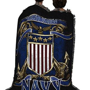 Pure Country Weavers PCW - US Navy - The Sea is Ours 3 Blanket - Gift Military Tapestry Throw Woven from Cotton - Made in The USA (72x54)