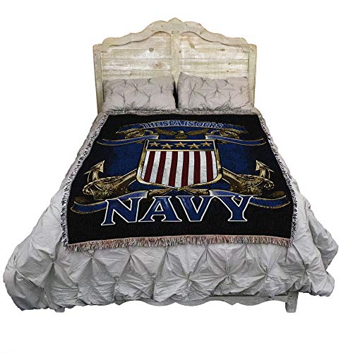 Pure Country Weavers PCW - US Navy - The Sea is Ours 3 Blanket - Gift Military Tapestry Throw Woven from Cotton - Made in The USA (72x54)