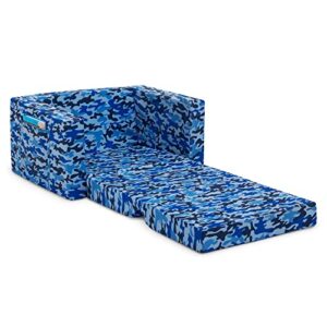 Delta Children Cozee 2-in-1 Convertible Sofa to Lounger - Comfy Flip Open Couch/Sleeper for Kids, Blue Camo