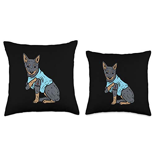 BoredKoalas Heeler Pillows Australian Cattle Dog Heeler I Love Mom Animal Pet Red Blue Cattle Dog Women Gift Throw Pillow, 16x16, Multicolor