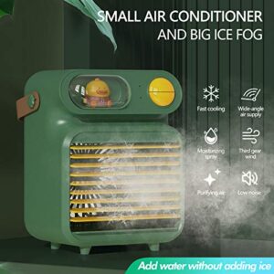 Beauty Nymph Mini Cute Portable Air Cooler Fan Big Ice Fog Personal Air Conditioner Fan and Humidifier (Green)