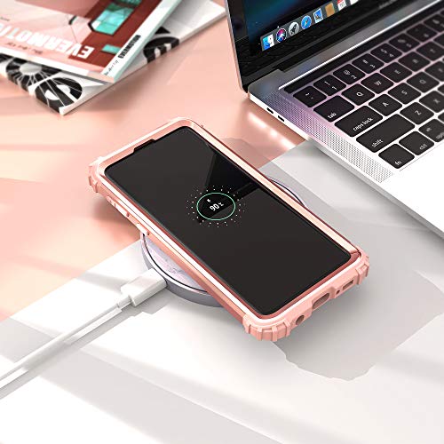 IDweel Galaxy S10 Case, Galaxy S10 Case Rose Gold for Women Girls, 3 in 1 Shockproof Slim Hybrid Heavy Duty Protection Hard PC Cover Soft Silicone Rugged Bumper Full Body Bumper Case, Rose Gold