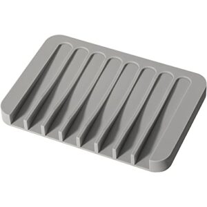 urbanstrive soap dish shower waterfall soap tray soap saver soap holder for bathroom, kitchen, counter top, flexible silicone, keep soap bars dry, easy cleaning (grey)