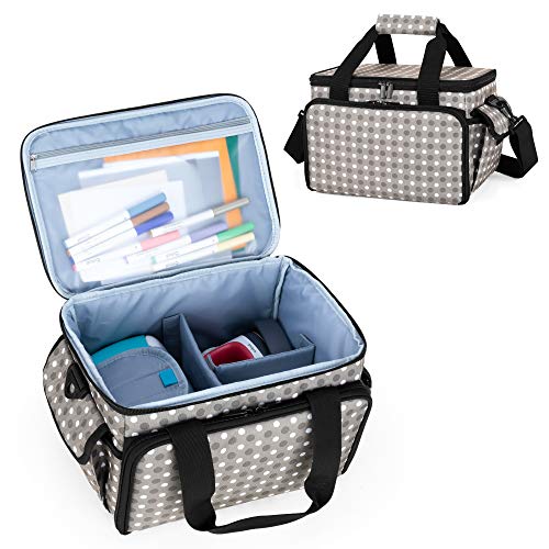 YARWO Carrying Case Compatible with Cricut Joy and Easy Press Mini, Storage Bag for Craft Pens and Other Tool Set, Gray Dots