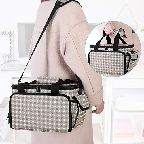 YARWO Carrying Case Compatible with Cricut Joy and Easy Press Mini, Storage Bag for Craft Pens and Other Tool Set, Gray Dots