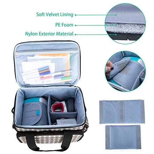 YARWO Carrying Case Compatible with Cricut Joy and Easy Press Mini, Storage Bag for Craft Pens and Other Tool Set, Gray Dots
