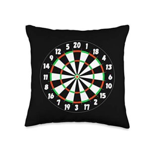 cool darts board arrows games scoreboards gifts bullseye board arrow games target dart player throw pillow, 16x16, multicolor