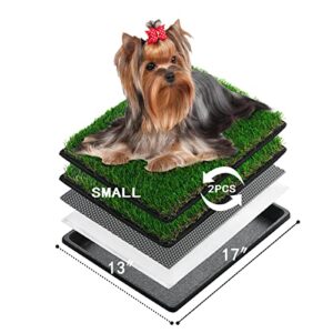 meexpaws dog grass pee pads for dogs with tray , small size 18 by 14 in , 2 dog artificial grass pads , indoor dog litter box