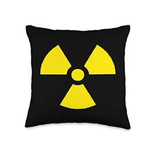 radioactive rtr x-ray radioactivity rad tech gifts nuclear radiotion hazard sign caution fallout symbol warning throw pillow, 16x16, multicolor