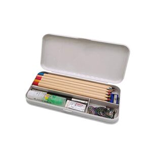 Funny live Durable Plastic Pencil Box,Small Items Organizer Box with 3 Compartments Plastic Mini Stationery Case Light Color Pencil Case for Pens Pencils School Supplies (Light Gray)