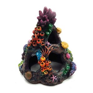 aihotim coral aquarium reef decoration - resin fish tank mountain cave ornaments betta fish sleep rest house hide play breed…