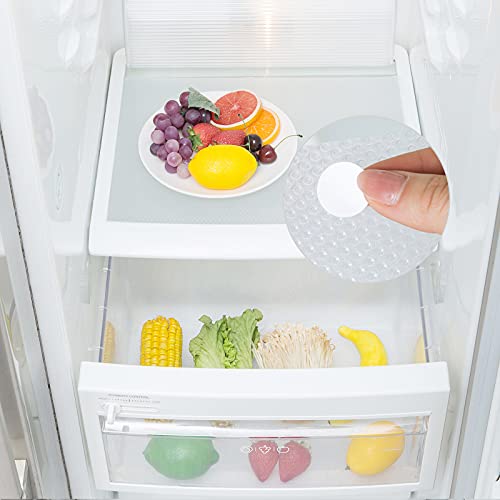 Beveetio 7 PCS Refrigerator Mats with 32 pcs Double-Sided Stickers, Washable Shelf Liner, Non-Slip Drawer Liner,Cuttable Fridge Liner,Easy to Clean Refrigerator Liners