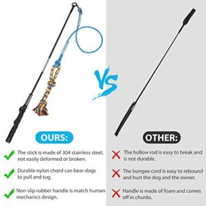 DIBBATU Flirt Pole for Dogs Interactive Dog Toys for Large Medium Small Dogs Chase and Tug of War, Dog Teaser Wand with Lure Chewing Toy for Outdoor Exercise & Training.