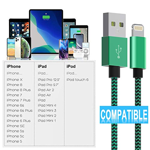 [Apple MFi Certified] 6 Pack iPhone Charger, 2.9/2.9/6/6/10/10 FT WZK USB Lightning Cable Compatible iPhone 14 13 12 11 Pro Max XR XS X and More