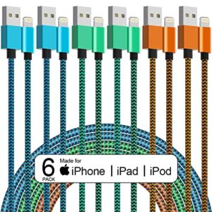 [apple mfi certified] 6 pack iphone charger, 2.9/2.9/6/6/10/10 ft wzk usb lightning cable compatible iphone 14 13 12 11 pro max xr xs x and more