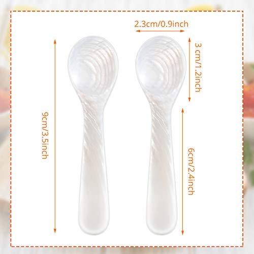 Set of Caviar Spoons Shell Spoon Mother of Pearl Caviar Spoons W Round Handle for Caviar, Egg, Ice Cream, Coffee, Restaurant Serving (2 Pieces,3.54 Inches)