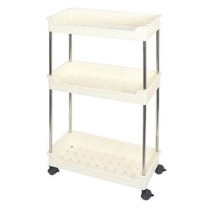 narrow slim storage cart 3 tier mobile shelving unit slim storage organizer slide out storage tower rolling utility cart for narrow spaces bathroom kitchen laundry (3 tier)