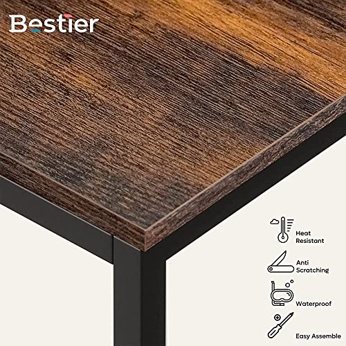 Bestier 32 Inch Modern Simple Style Table Home Office Wood Desktop Mount Computer Desk with Storage Bag and Iron Hook, Rustic Brown