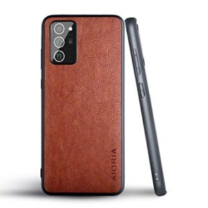 aioria for samsung galaxy note 20 case, 6.7 inch premium pu leather cover retro business design full protective case for samsung note 20 (brown)