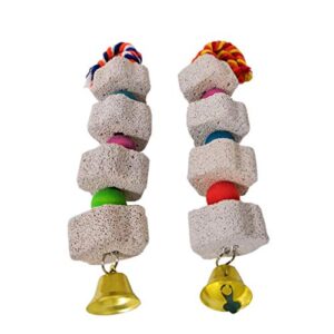 balacoo parakeet beak stone- bird chewing toys, 2pcs mineral rock chewing toys star shape with bell for parrot parakeet
