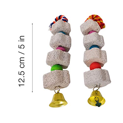 balacoo Parakeet Beak Stone- Bird Chewing Toys, 2PCS Mineral Rock Chewing Toys Star Shape with Bell for Parrot Parakeet