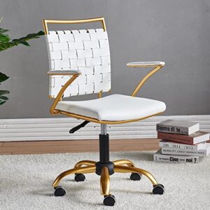 carocc cute white and gold desk chair gold office chair golden comfort for women office products home office desk chair computer chair task chair small vanity cute desk chair (gd-white)