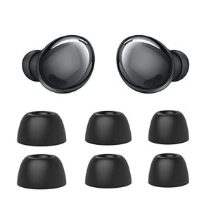 3 pairs memory foam ear tips for samsung galaxy buds pro,ear tips replacement with three sizes s/m/l,no silicone eartips pain reducing noise earbuds anti-slip replacement ear,fit in the case(black)