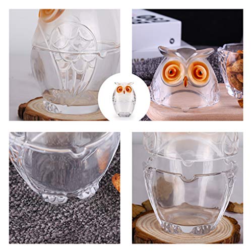 ALAMHI Crystal Glass Candy Dish with Lid,Small Clear Candy jar,Cute Owl Decorative jar for Office Desk, Glass Owl Home Decor