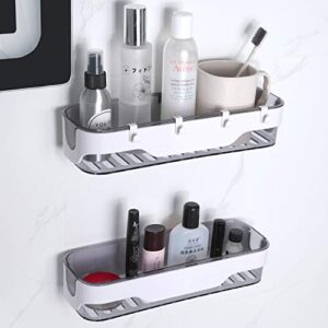 Bathroom Shelves with 4 Hooks，Shower Caddy with Adhesive，Racks Strong and Sturdy for Lavatory,Portable,Washroom, Restroom, Shower, Toilet,Kitchen