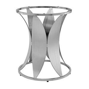 Armen Living Petal Modern Glass Round Pedestal Dining Table, Brushed Stainless Steel Finishing